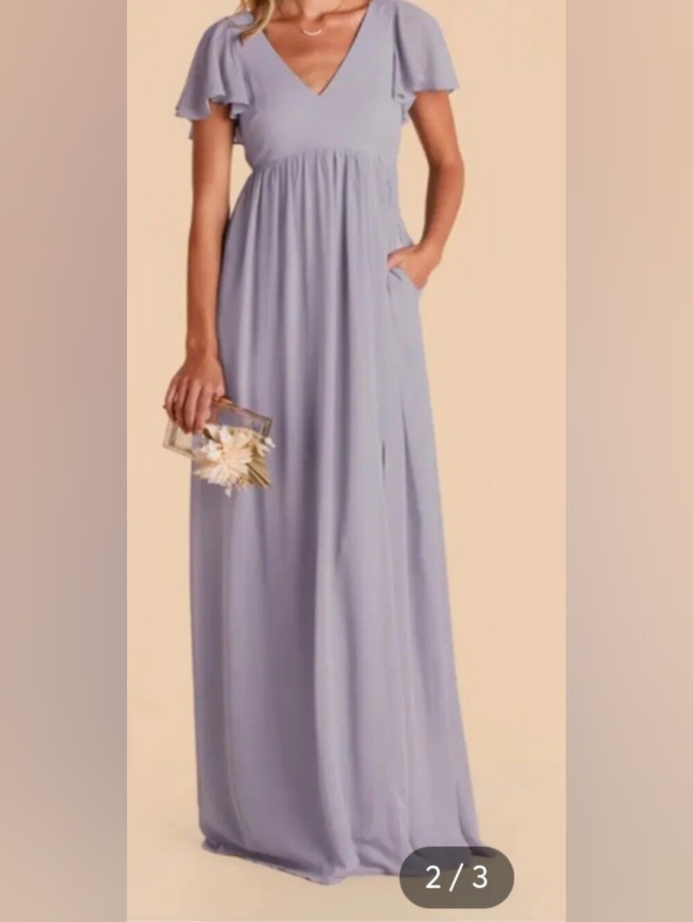 Dusty Lilac Chiffon Formal Bridesmaid Birdy Grey Sz XL Pockets Prom Wedding Ball